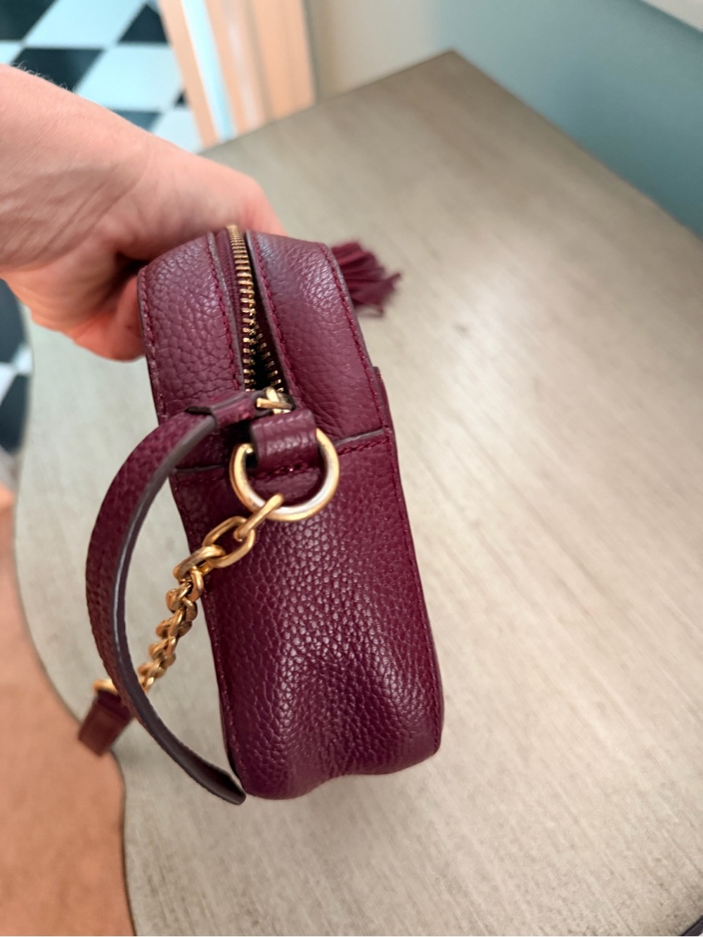 Tory Burch Burgundy Leather Crossbody Bag - Picture 3 of 7